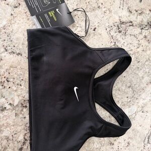 Nike Women's Black Sports Bra with White Logo
